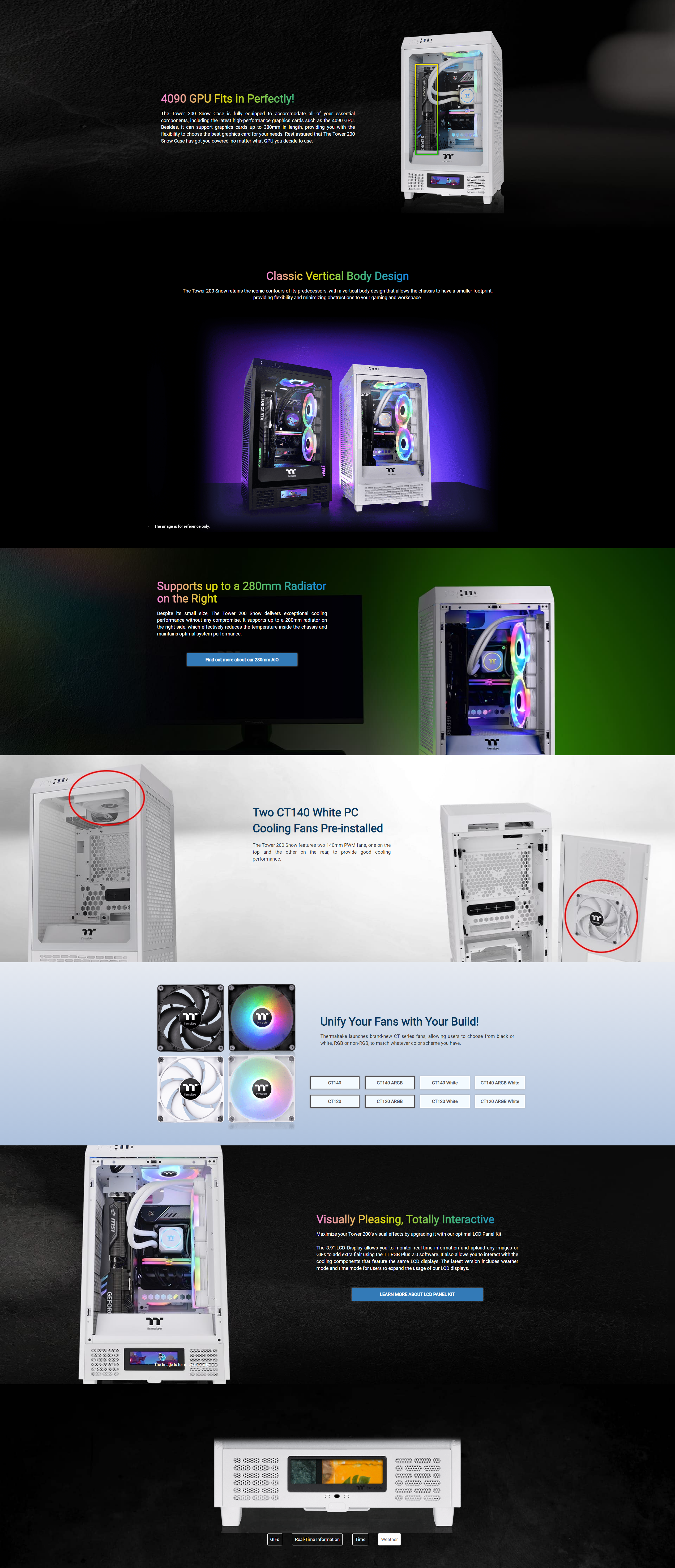 A large marketing image providing additional information about the product Thermaltake The Tower 200 - Mini Tower Case (Snow) - Additional alt info not provided